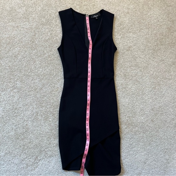 Lulus Dress Womens Small Black Be Me Sleeveless Bodycon Asymmetric Hem Faux Wrap - Picture 8 of 9